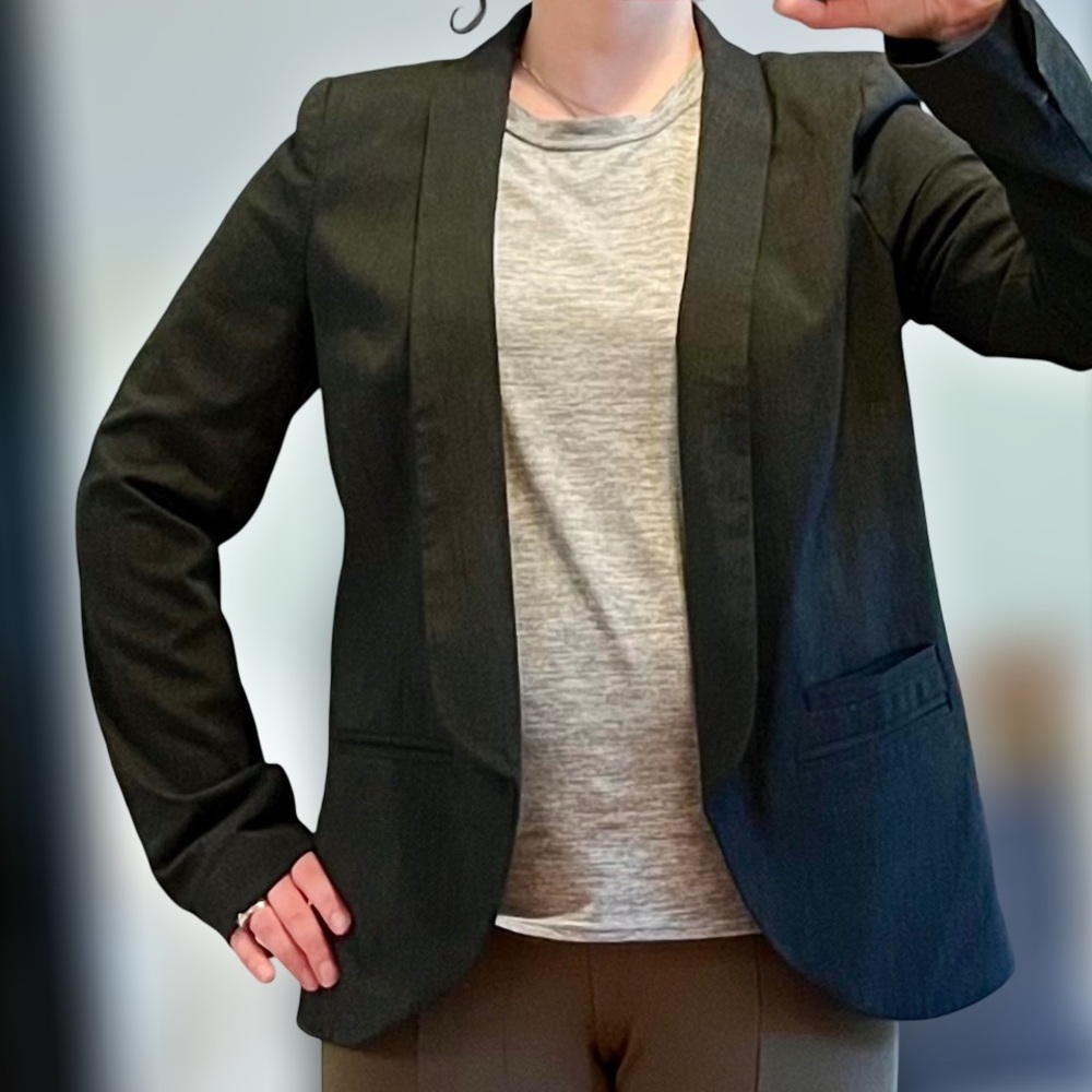 Trouve Open Front Stretchy Gray Blazer Jacket, Size Medium